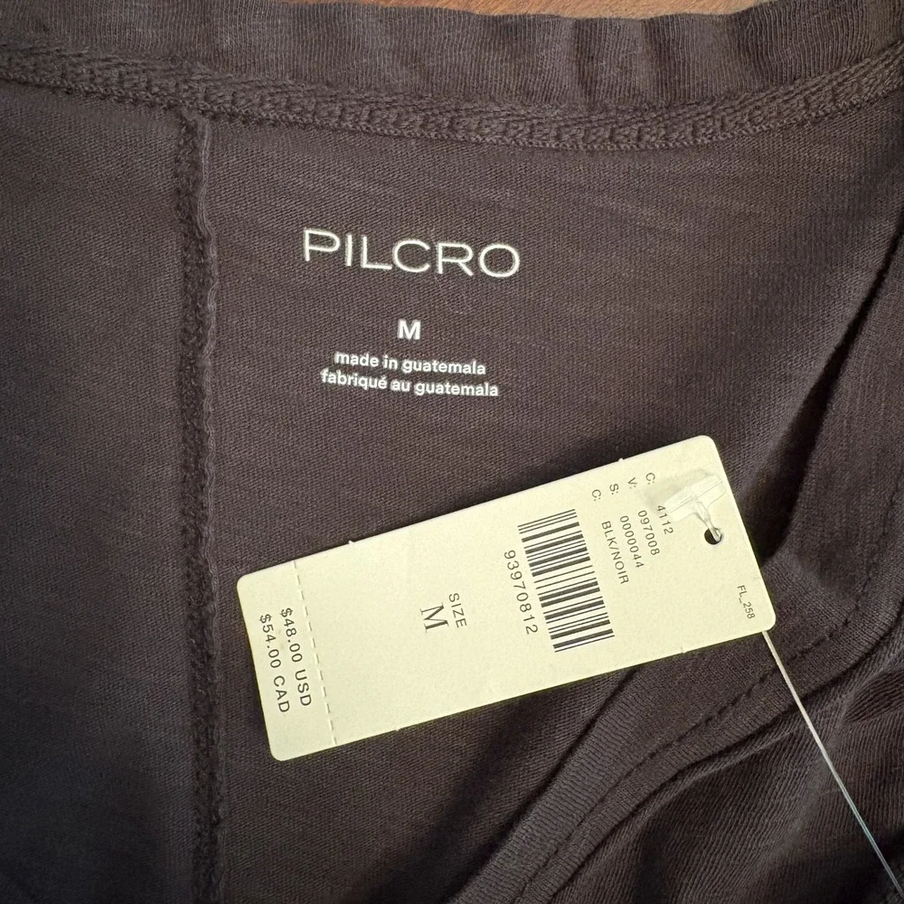 NWT Pilcro 100% Cotton Oversized V Neck Shirt Black Size M Travel Lounge Casual - Picture 3 of 10